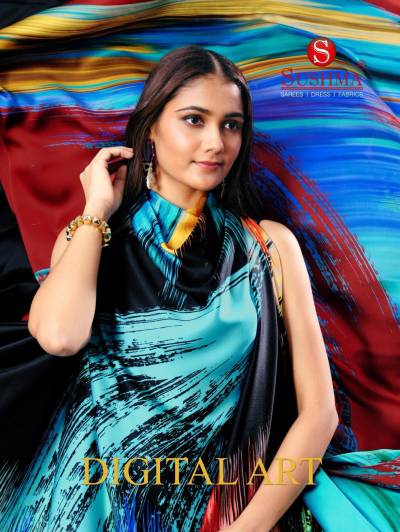 SUSHMA DIGITAL ART 28001A TO 28008B DESIGNER DIGITAL PRINTED SATIN SAREE WHOLESALER IN INDIA